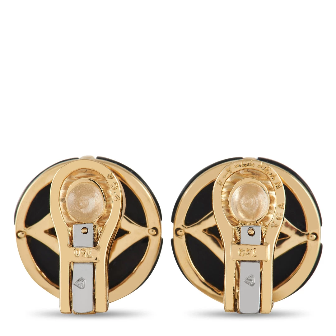 Best reviews of 🔥 women Van Cleef & Arpels 18K Yellow Gold 0.30 ct Diamond and Onyx Earrings 😀 - Image 2