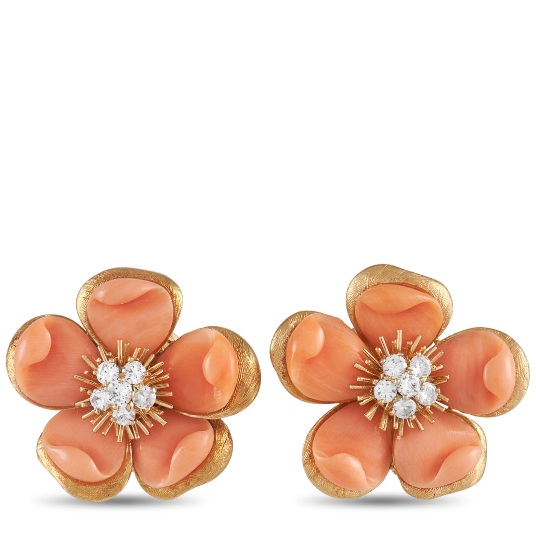 Hot Sale ๐ women Van Cleef & Arpels Vintage Rose de Noël 18K Yellow Gold 1.00 ct Diamond Earrings ๐ฏ