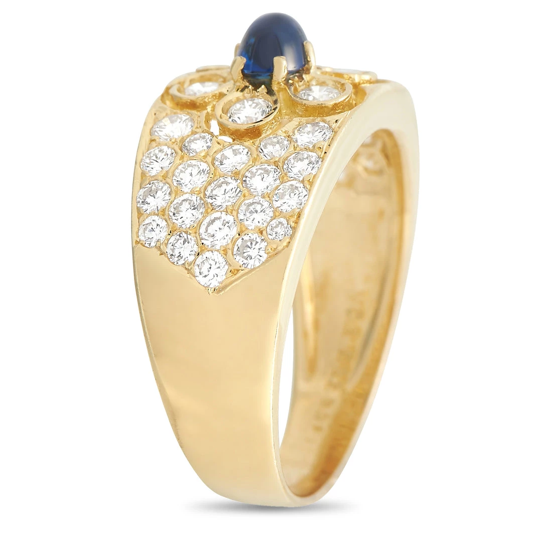 Discount ✔️ women Van Cleef & Arpels 18K Yellow Gold 1.35 ct Diamond and Sapphire Ring 💯 - Image 2