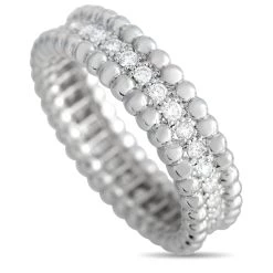 Promo 😍 women Van Cleef & Arpels Perlee 18K White Gold 0.55 ct Diamond Band Ring 🤩