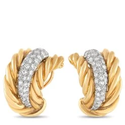 Best Pirce ✔️ women Van Cleef & Arpels Vintage 18K Yellow Gold 1.25 ct Diamond Clip-On Earrings 🤩