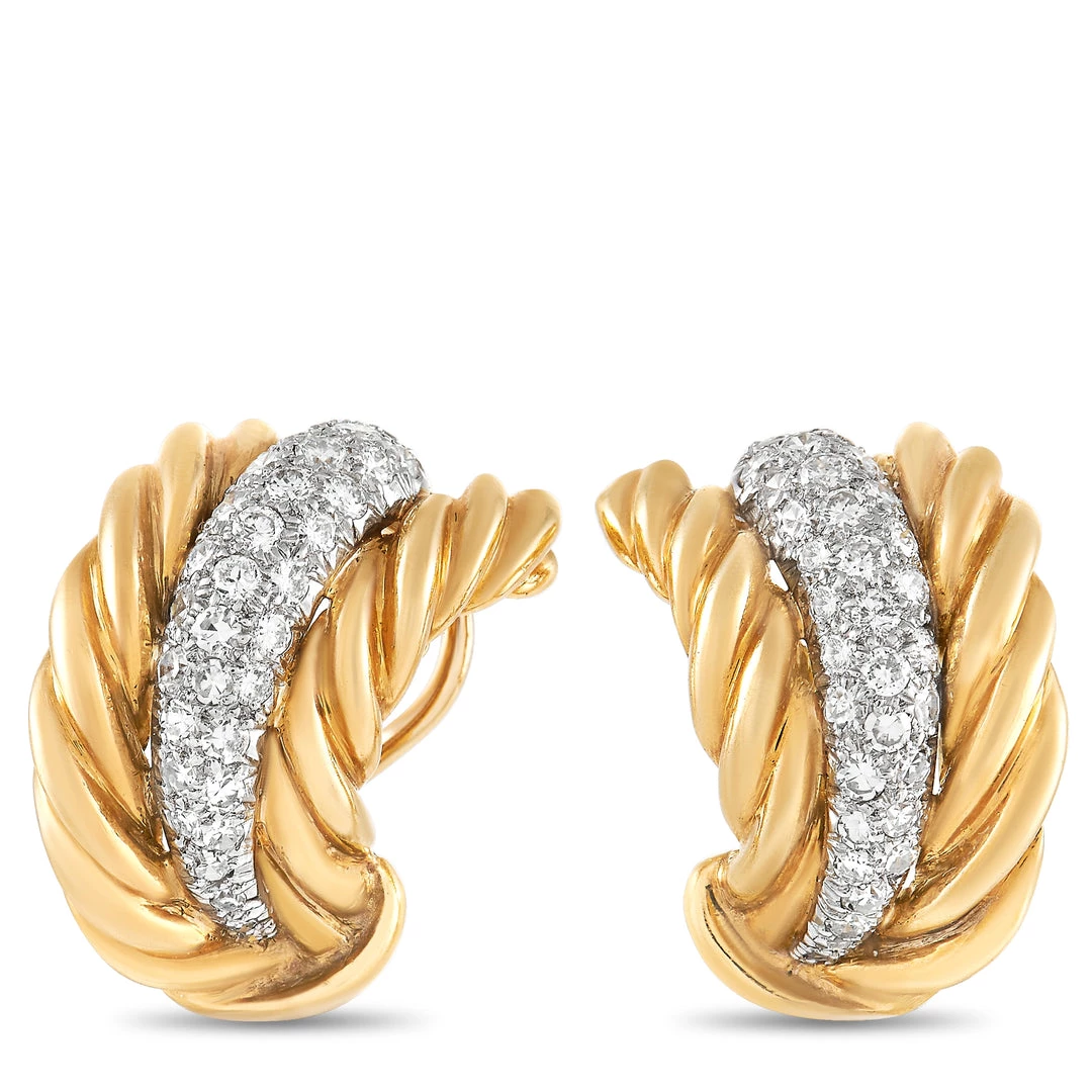 Best Pirce ✔️ women Van Cleef & Arpels Vintage 18K Yellow Gold 1.25 ct Diamond Clip-On Earrings 🤩