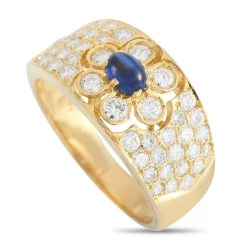 Discount ✔️ women Van Cleef & Arpels 18K Yellow Gold 1.35 ct Diamond and Sapphire Ring 💯