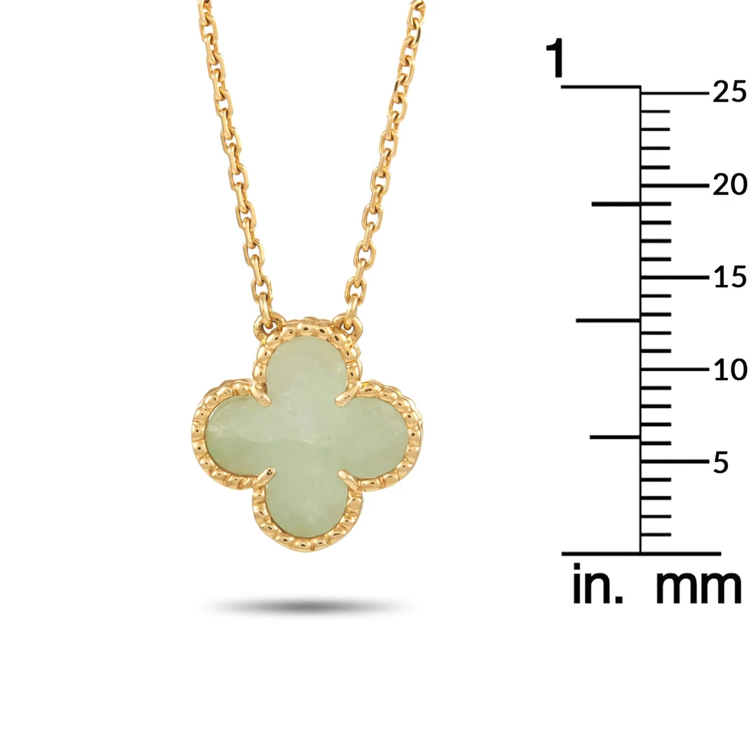 Discount ✨ women Van Cleef & Arpels Vintage Alhambra 18K Yellow Gold Jade Necklace 😍 - Image 4