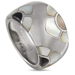 Best Sale 🛒 women Van Cleef & Arpels Marqueterie 18K White Gold 👩 Mother of Pearl and Onyx Floral Ring ⭐