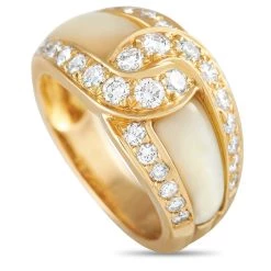 Deals ✨ women Van Cleef & Arpels 18K Yellow Gold 0.96 ct Diamond and 👩 Mother of Pearl Ring 💯