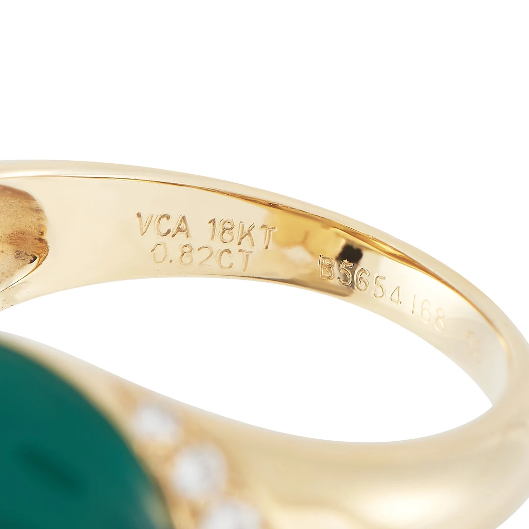 Deals ๐ฏ women Van Cleef & Arpels 18K Yellow Gold 0.82 ct Diamond, Coral, and Chrysoprase Flower Ring ๐ - Image 4