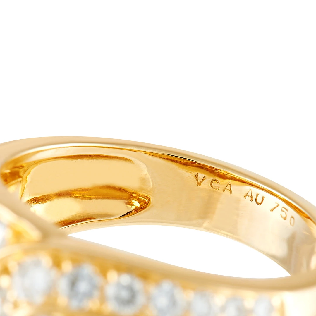 Deals ✨ women Van Cleef & Arpels 18K Yellow Gold 0.96 ct Diamond and 👩 Mother of Pearl Ring 💯 - Image 4