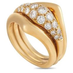 New 🔔 women Van Cleef & Arpels 18K Yellow Gold 0.90 ct Diamond Ring Stack 🌟