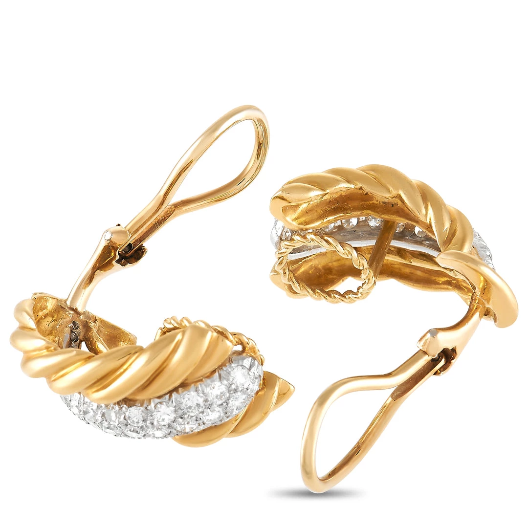 Best Pirce ✔️ women Van Cleef & Arpels Vintage 18K Yellow Gold 1.25 ct Diamond Clip-On Earrings 🤩 - Image 2