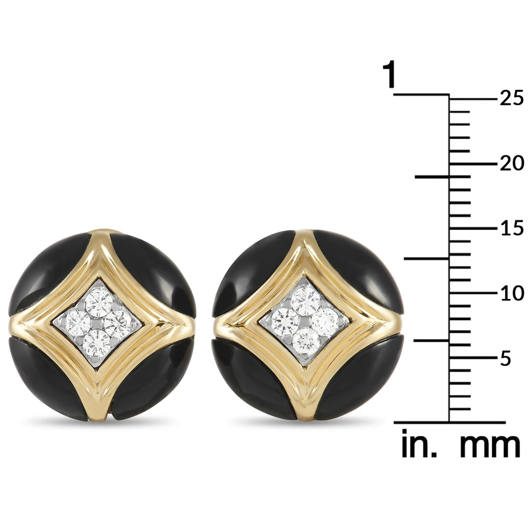 Best reviews of 🔥 women Van Cleef & Arpels 18K Yellow Gold 0.30 ct Diamond and Onyx Earrings 😀 - Image 3