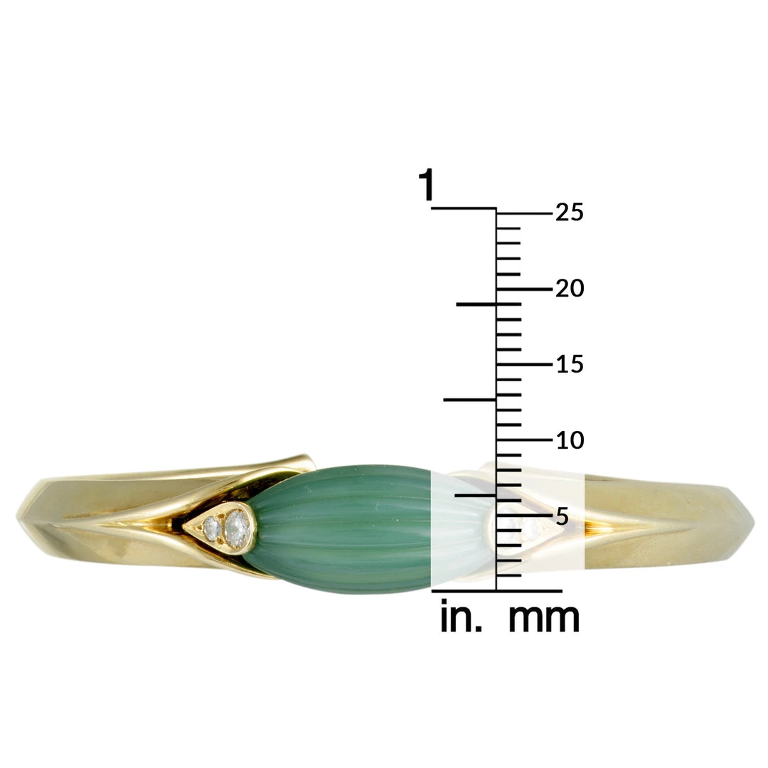 Cheapest 😍 women Van Cleef & Arpels Vintage 18K Yellow Gold Diamond and Jade Bangle Bracelet 🔥 - Image 3