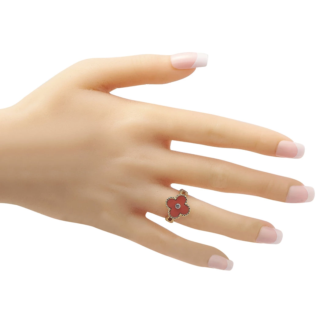 Best Pirce 🔔 women Van Cleef & Arpels Alhambra 18K Yellow Gold Ring 😍 - Image 3