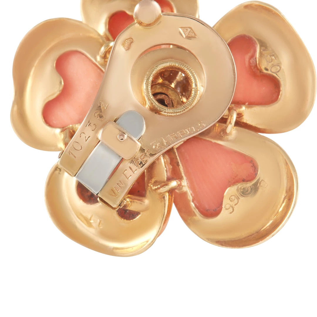 Hot Sale ๐ women Van Cleef & Arpels Vintage Rose de Noël 18K Yellow Gold 1.00 ct Diamond Earrings ๐ฏ - Image 3