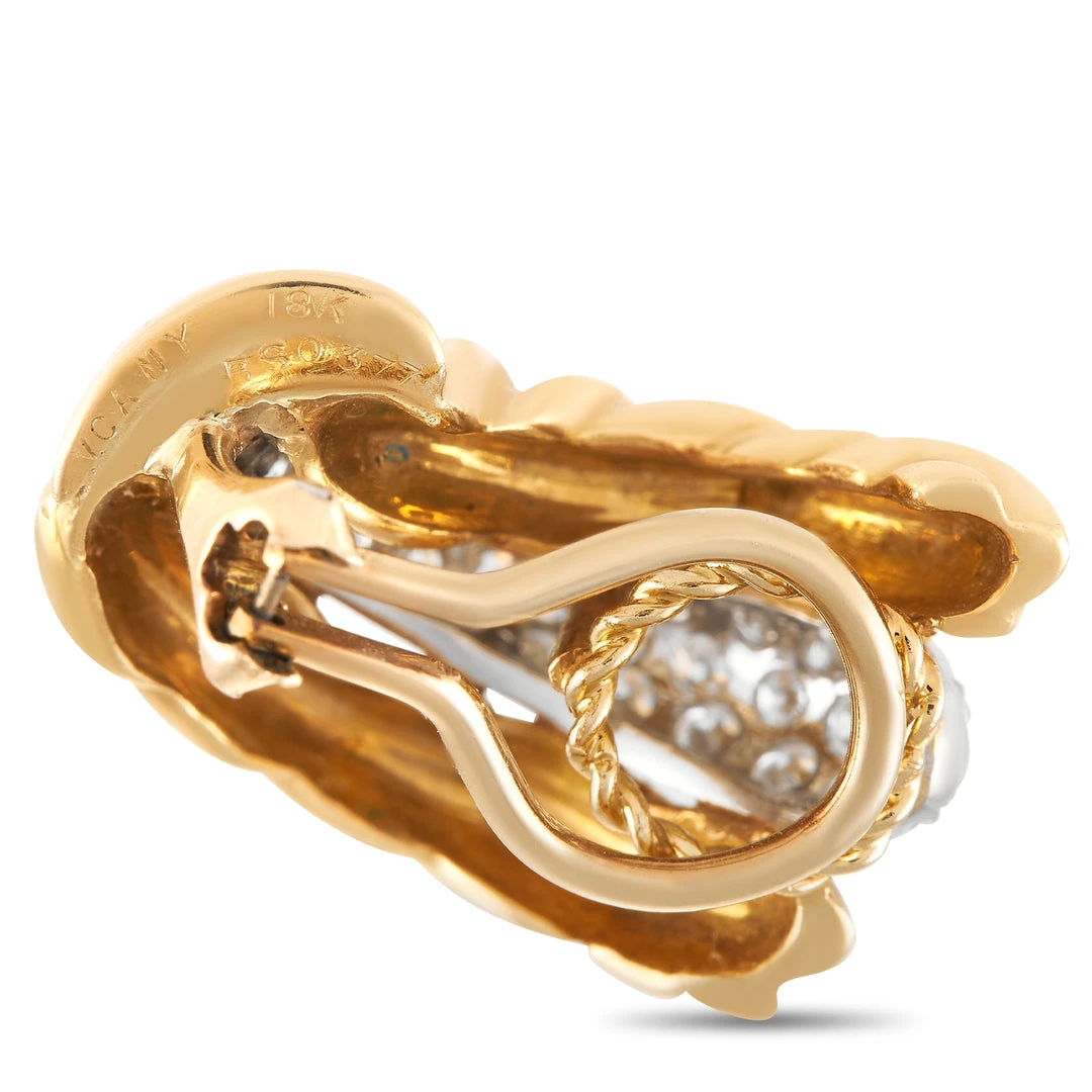 Best Pirce ✔️ women Van Cleef & Arpels Vintage 18K Yellow Gold 1.25 ct Diamond Clip-On Earrings 🤩 - Image 3